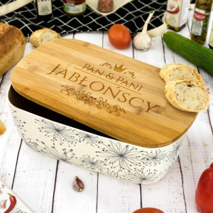 Chlebak z deską bambusową - Pan i Pani