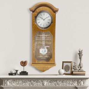 Zegar ścienny Adler drewniany z grawerem - Kapłańskie Święcenia