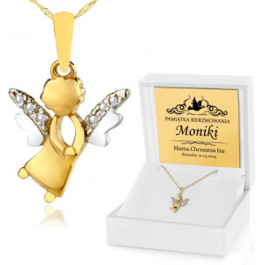 Złoty Aniołek (pr. 585) z łańcuszkiem i grawerem - Dzień Bierzmowania