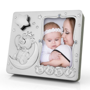 Ramka na zdjęcie posrebrzana z pozytywką - Pierwsze Urodzinki