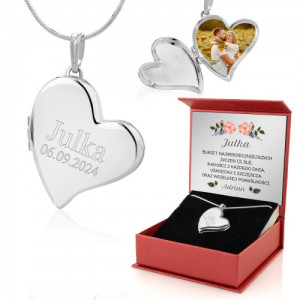 Sekretnik srebrny ze zdjęciem i grawerem dla niej - Pomyślności