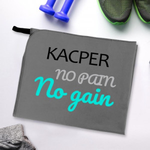 Ręcznik z mikrofibry z nadrukiem dla sportowca - No Pain, no gain