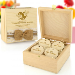 Drewniana skrzynka dla Młodej Pary - Najlepsze Życzenia