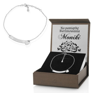 Srebrna bransoletka 925 z grawerem - Na Bierzmowanie od świadka