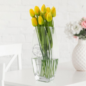 Wazon szklany z grawerem dla mamy - Szczęście nosi Twoje imię