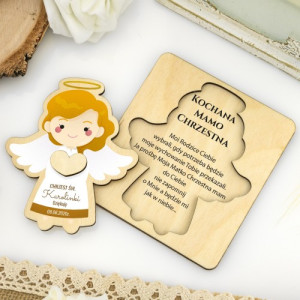 Aniołek z podziękowaniami na Chrzest - Dla Matki Chrzestnej