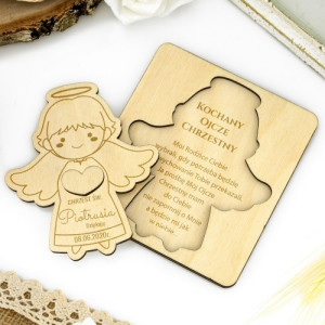 Aniołek z grawerem podziękowań na Chrzciny - Dla Ojca Chrzestnego