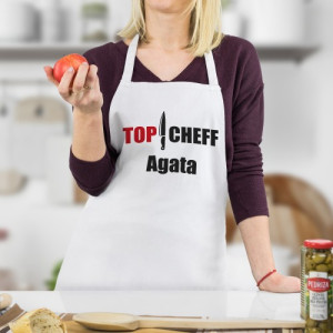 Fartuch kuchenny dla niej z imieniem - Ona to Topchef