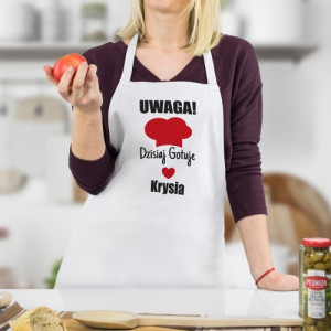 Fartuch kuchenny dla niej z imieniem - Uwaga