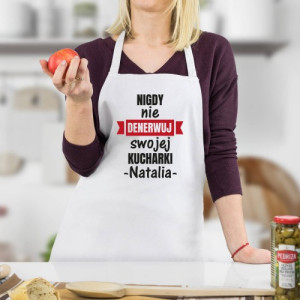 Fartuch kuchenny dla niej z imieniem - Nie denerwuj kucharki