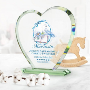 Statuetka szklana serce na chrzest - Sakrament Chrztu