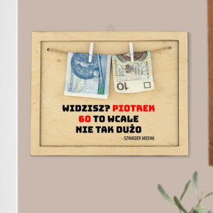 Ramka na pieniądze z nadrukiem dedykacji - 60 urodziny