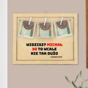 Ramka na pieniądze z nadrukiem na urodziny - Tylko 30