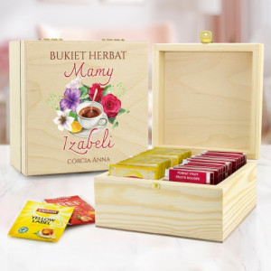 Zestaw herbat w skrzynce z nadrukiem dla mamy - Bukiet Herbat