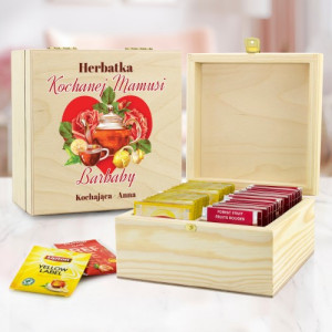 Zestaw herbat w skrzynce z nadrukiem dla mamy - Herbatka Mamusi