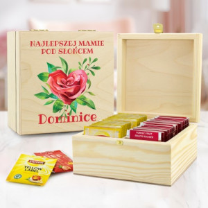 Zestaw herbat w skrzynce z nadrukiem - Najlepsza Mama
