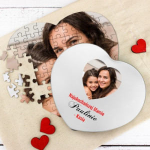 Puzzle serce ze zdjęcia - Najukochańsza mama