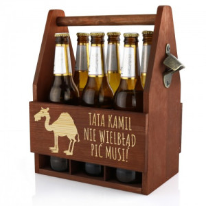 Drewniana skrzynka na piwo z otwieraczem - Tata nie wielbłąd