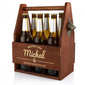 Drewniana skrzynka na piwo z otwieraczem - Najlepszy Tata