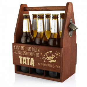 Drewniana skrzynka na piwo z otwieraczem - Zdrowia Tatku