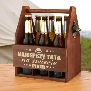 Skrzynka na piwo z otwieraczem i grawerem dla taty - Najlepszy Tatuś