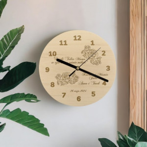 Zegar z drewna z dedykacją dla mamy - Dzięki Tobie