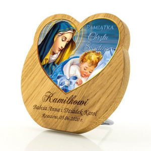 Obrazek drewniany z dedykacją na chrzest - Boża Opieka