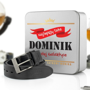 Pasek męski w pudełku z nadrukiem - Najlepszy Tata w Galaktyce