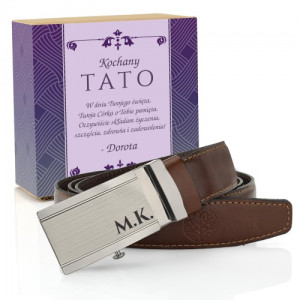 Pasek skórzany męski Betlewski z grawerem - Na Dzień Ojca