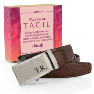 Pasek skórzany męski Betlewski z grawerem - Święto Taty