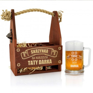 Skrzynka z otwieraczem i kufel - Przybornik Taty