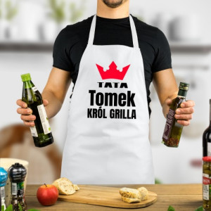 Fartuch kuchenny dla taty z imieniem - Grillowy Król