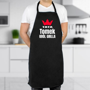 Fartuch kuchenny z nadrukiem imienia - Tata Król Grilla