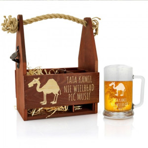 Skrzynka na piwo z otwieraczem i kufel - Tata nie wielbłąd