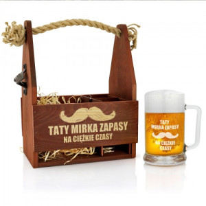 Skrzynka na piwo z otwieraczem i kufel dla taty - Zapasy