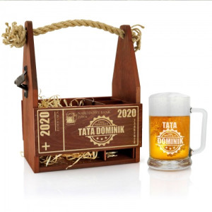 Skrzynka na piwo z otwieraczem i kufel - Bank Taty