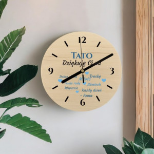 Zegar drewniany z nadrukiem dla taty - Dziękuję Ci Tato