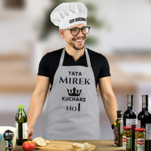 Fartuch i czapka kucharza z nadrukiem dla taty - Kucharz No 1