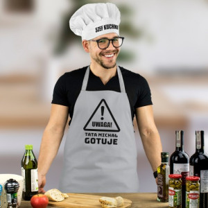 Fartuch i czapka kucharza z nadrukiem dla taty - Tata gotuje