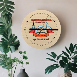 Zegar drewniany z nadrukiem dla nauczyciela - Matematyka