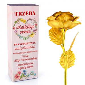 Złota róża w pudełku z dedykacją - Dla Przedszkolanki