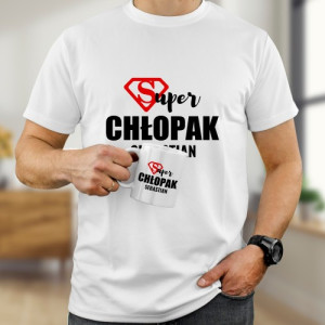 Koszulka Rozmiar L i kubek z nadrukiem dla chłopaka - Super chłopak