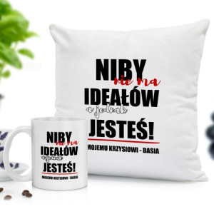 Poduszka i kubek z nadrukiem dla chłopaka - Ideał