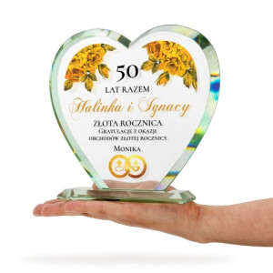 Serce z nadrukiem na złotą rocznicę ślubu - 50 lat razem