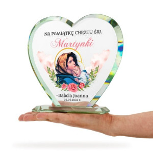 Kryształowe serce na chrzest - Od babci dla wnuczki