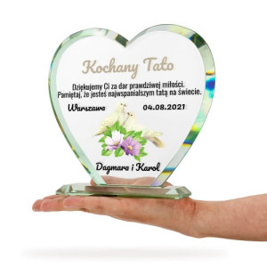 Szklane serce z dedykacją dla taty - Najwspanialszy tata