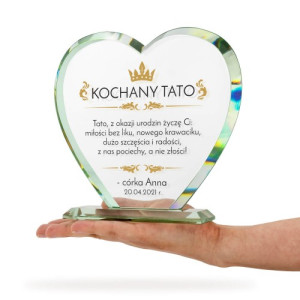 Szklana statuetka serce dla taty - Miłości bez liku