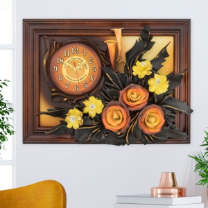 Zegar skórzany na 30 rocznicę z kwiatami i dedykacją - Perłowa rocznica