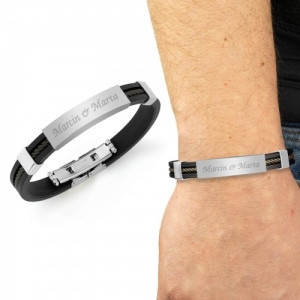 Męska bransoletka z grawerem na blaszce - Imiona