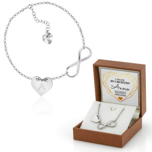 Srebrna bransoletka z grawerem na 40 urodziny - Nieskończoność